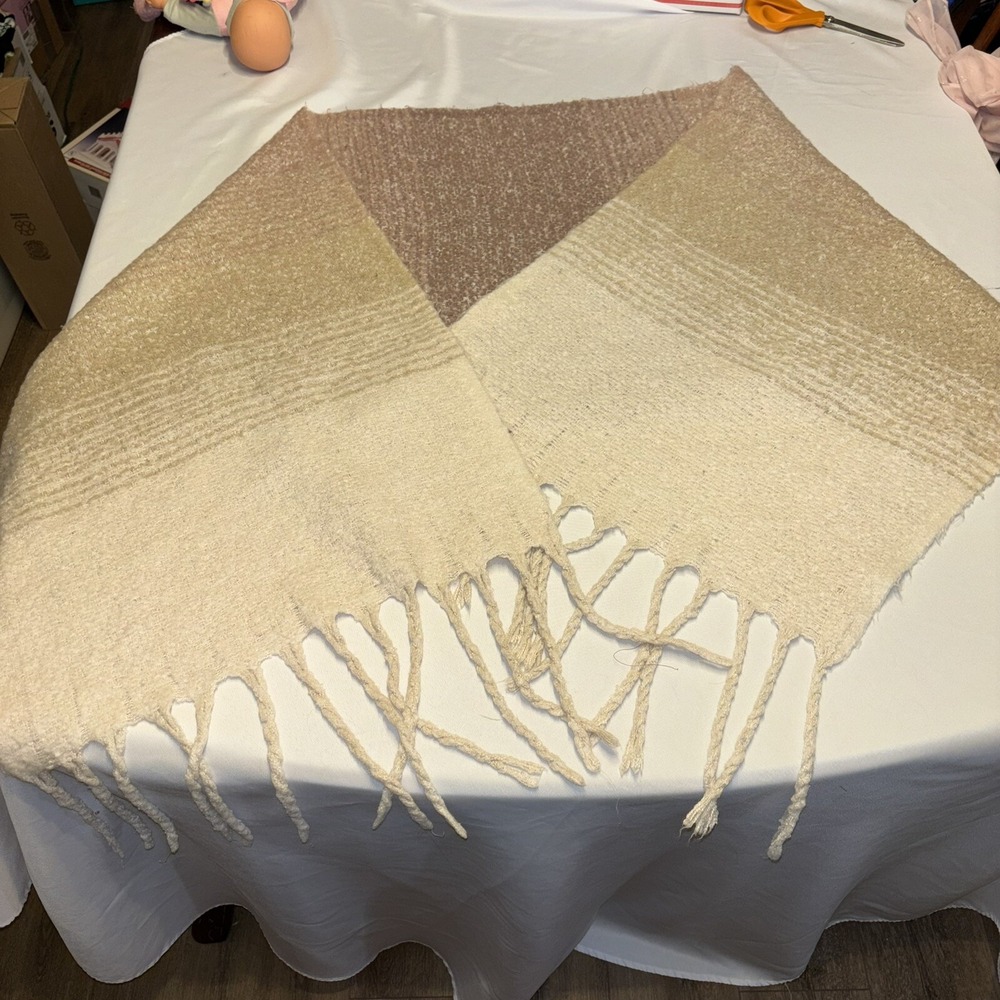 MerSea Anthropologie Scarf Wrap Always by the Sea Beige Pink Clay Ombré Cozy
